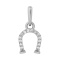 White Gold Horseshoe Pendant with Diamonds. Tested 585 (14K) White Gold, Rhodium Finish