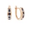 Channel-set Sapphire with Diamonds Earrings. Certified 585 (14kt) Rose Gold, Rhodium Detailing