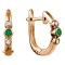 3-Stone Earrings: Center Emerald, Side Diamonds. Hypoallergenic Cadmium-free 585 (14K) Rose Gold