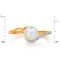 Ring with 7mm Cultured Pearl and 9 Diamonds. Hypoallergenic 585 Rose Gold, Rhodium Detailing. View 2