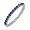 Half Eternity Ring with 14 Round Sapphires. Tested 585 (14K) White Gold, Rhodium Finish