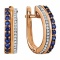 Glamorous Gold Earrings with Sapphire and Diamonds. Hypoallergenic Cadmium-free 585 (14K) Rose Gold