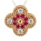 Ruby and Diamond Four-Leaf Clover Slide Pendant. Hypoallergenic Cadmium-free 585 (14K) Rose Gold