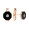 Octagon Black Onyx Diamond Cufflinks in Rose Gold. Certified 585 (14kt) Rose and White Gold
