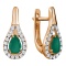 Old World Style Emerald and Diamond Earrings. Hypoallergenic Cadmium-free 585 (14K) Rose Gold