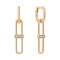 Trendy Paperclip-inspired Diamond Earrings. Hypoallergenic 585 Rose Gold, Rhodium Detailing