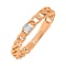 Chainlink-inspired Ring with 2 Baguette Diamonds. Hypoallergenic Cadmium-free 585 (14K) Rose Gold