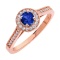 Connoisseur Blue Sapphire and Diamond Ring. Hypoallergenic Cadmium-free 585 (14K) Rose Gold
