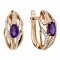 Imaginative Amethyst and Diamond Earrings. Hypoallergenic Cadmium-free 585 (14K) Rose Gold