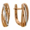 Abstract Design Earrings Featuring Petite Diamonds. Hypoallergenic 585 Rose Gold, Rhodium Detailing