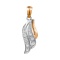 Diamond Stylized Leaf Pendant of Two-tone Gold. Tested 585 (14K) Rose and White Gold