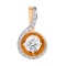 Swarovski CZ Pendant. Certified 585 (14kt) Rose Gold, Rhodium Detailing