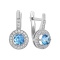 Blue Topaz with CZ Halo Leverback Earrings. 'Empress' Series, 585 (14kt) White Gold