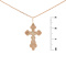 Two Tone Gold Crucifix. Certified 585 (14kt) Rose and White Gold