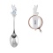 Baby Silver Spoon with a Bunny Wearing a Blue Vest. Antimicrobial 925/999 Silver, Hot Enamel. View 2