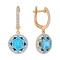 Dreamy Blue Topaz, Sapphire and Diamond Earrings. 585 Rose Gold, Black and White Rhodium