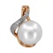'Afrodite' Pearl and Diamond Pendant. Hypoallergenic 585 Rose Gold, Rhodium Detailing