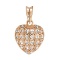 Dimensional Openwork Heart-look Pendant. Certified 585 (14kt) Rose Gold, Diamond Cuts