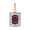 Noble Rhodolite Garnet and Diamond Pendant. Certified 585 (14K) Rose and White Gold