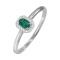 Elegant Ring Inlaid with Emerald and Diamonds. Tested 585 (14K) White Gold, Rhodium Finish