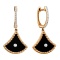 Black Onyx and Diamond Earrings 'Nefertiti'. Hypoallergenic Cadmium-free 585 (14K) Rose Gold