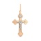 Diamond Orthodox Cross for Her or Him. 'Virgin Mary's Tear' Series, 585 Two-tone Gold