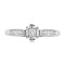 Fashionable Ring with Center and Side Diamonds in White Gold. View 2