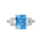 Emerald-cut Blue Topaz and Diamond Ring. View 2