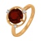 Ring Featuring Garnet and 3 Diamonds. Hypoallergenic 585 Rose Gold, Rhodium Detailing