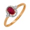 Ruby and Diamond Ring with Nostalgic Motif. Hypoallergenic Cadmium-free 585 (14K) Rose Gold
