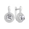 Genuine Topaz in Double Diamond Halo Earrings. Certified 585 (14kt) White Gold, Rhodium Finish