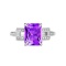 Emerald-cut Amethyst Diamond Ring. View 2