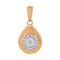 Drop Shaped Pendant Featuring 15 Diamonds. Tested 585 (14K) Rose and White Gold