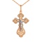 Classic Russian Cross Pendant with Crucifix. Certified 585 (14kt) Rose and White Gold
