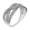 Interwoven Ring Featuring 112 Cubic Zirconia. Certified 585 (14kt) White Gold, Rhodium Finish