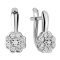 Diamond Floral Leverback Earrings. Certified 585 (14kt) White Gold, Rhodium Finish