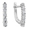 White Gold Linear Leverback Earrings with Diamonds. 10 Round Full-cut Natural Mined Diamonds