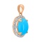 Pendant with Turquoise Cabochon in Diamond Frame - Angle 2