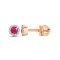 Ruby with Diamond Halo Stud Earrings. Certified 585 (14kt) Rose Gold, Screw Backs