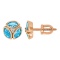 Marquise-shaped Blue Topaz&Round Diamond Studs. Hypoallergenic 585 (14K) Rose Gold, Screw Backs