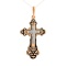 Hand Painted Enamel Orthodox Body Cross. Certified 585 (14kt) Rose and White Gold