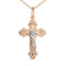 Trefoil Orthodox Cross with Crucified Christ. Certified 585 (14kt) Rose and White Gold