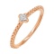 Ring with Diamond Flower and Golden Beads. Hypoallergenic 585 Rose Gold, Rhodium Detailing