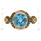 Ring with Round Blue Topaz and Champagne Diamonds. Angle 2