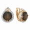 Feast-Worthy Smoky Quartz and Diamond Earrings. Hypoallergenic Cadmium-free 585 (14K) Rose Gold