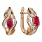 Ruby and Diamond Earrings with Artistic Flair. Hypoallergenic Cadmium-free 585 (14K) Rose Gold