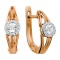 Earrings with Illusion Set Diamond in Diamond Halo. Hypoallergenic 585 (14K) Rose and White Gold