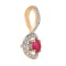 Ruby with Diamond Halo Pendant. View 2