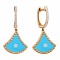 Turquoise and Diamond Earrings "Nefertiti". Hypoallergenic 585 Rose Gold, Rhodium Detailing