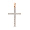 Christian Cross Pendant with 32 Pave Diamonds. Certified 585 (14kt) Rose Gold, Rhodium Detailing